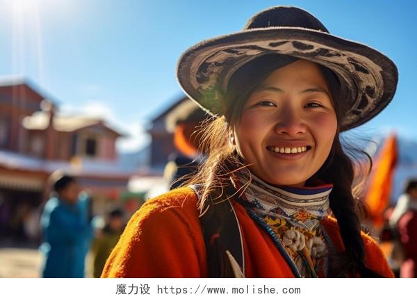 藏族本地人妇女纯朴质朴亚洲西藏文化少数民族